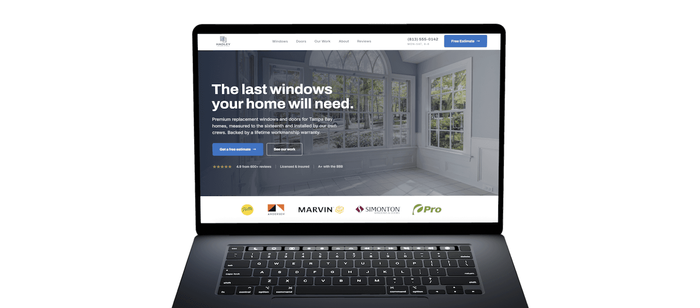 Location microsite on a laptop