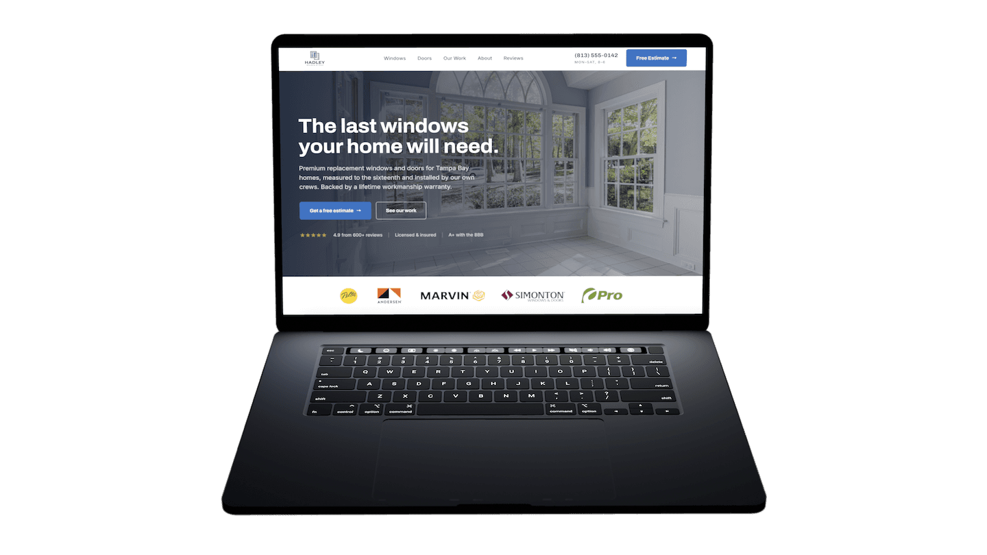Location microsite on a laptop